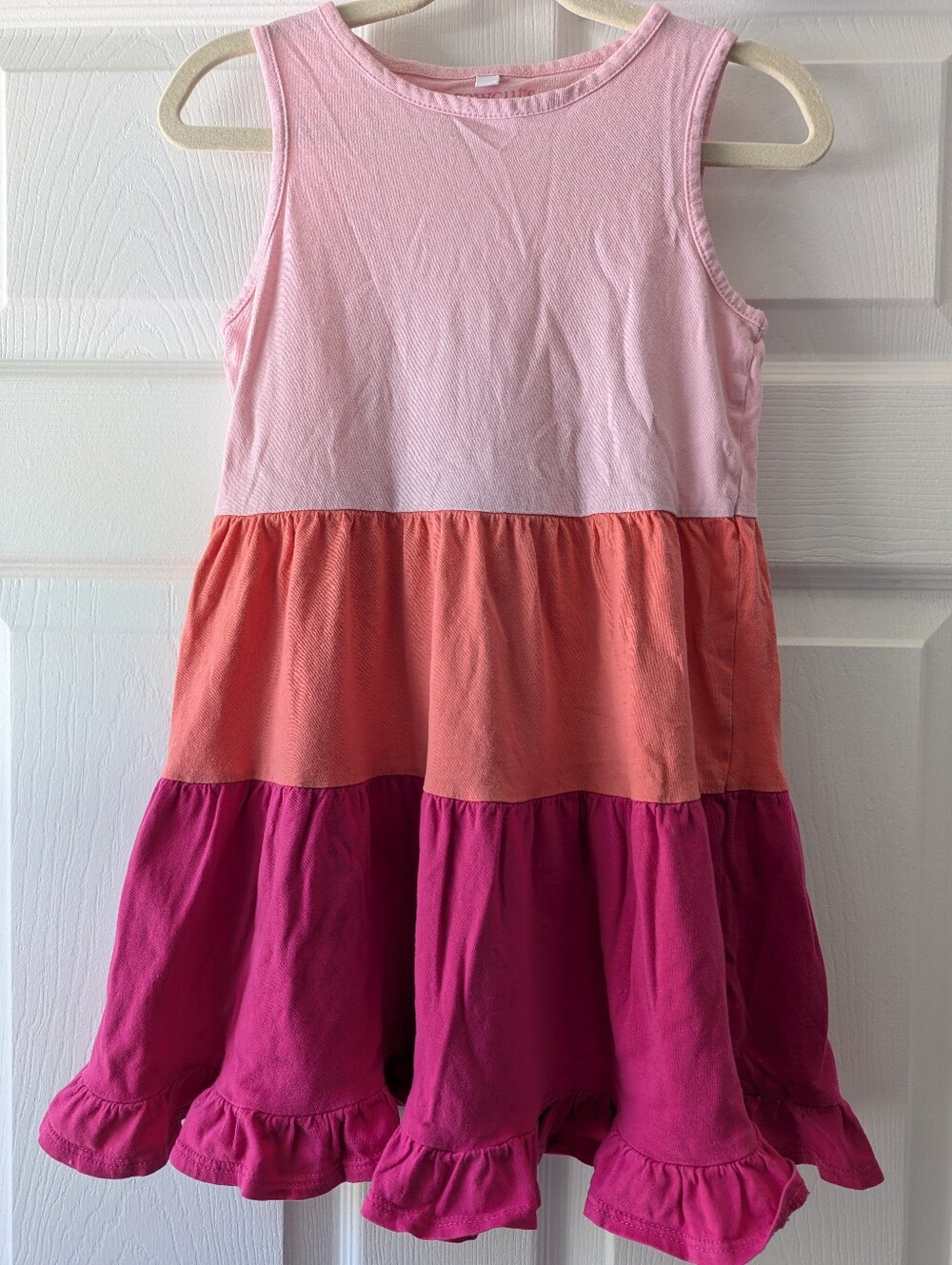Girls' Crewcuts Colorblock Tiered Dress - Pink & Coral Size 6